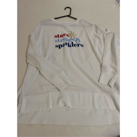 Crown & Ivy striped lightweight sweatshirt Stars and Stripes size Large - Picture 1 of 5